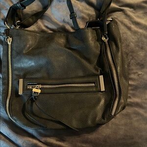 Black Perforated Leather Handbag